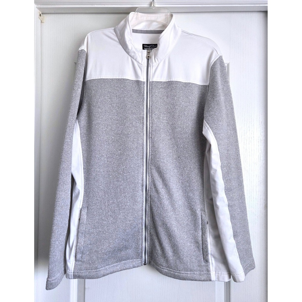 Straight Down Venus Full Zip Golf Jacket Gray White Performance Fleece Sz XL
